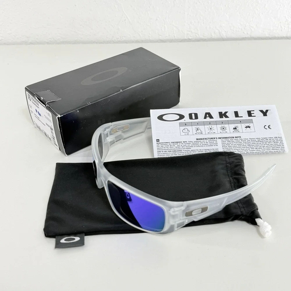 Oakley Crankshaft 9239-09 Sunglasses Matte Clear Frame Violet Iridium Lens 60 mm